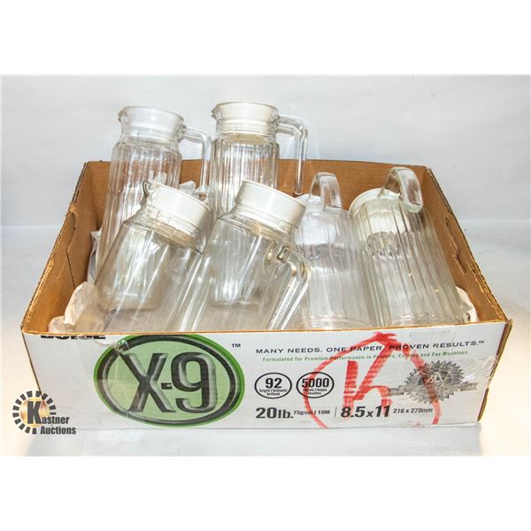 GLASS SERVING PITCHERS- LOT OF 6