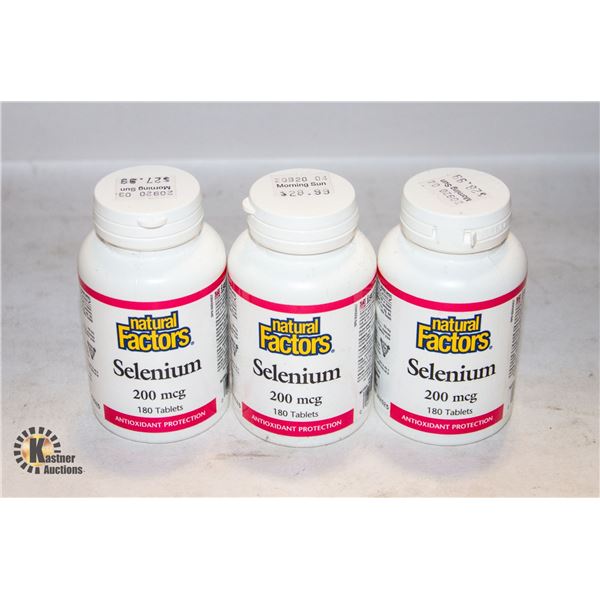 NATURAL FACTORS SELENIUM- 180 TABLETS- LOT OF 3