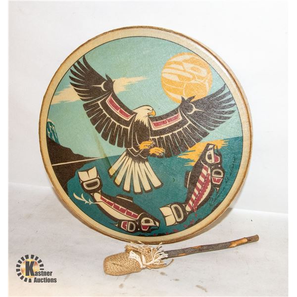 ORIGINAL CLARENCE G WELLS HAND DRUM HAND CRAFTED