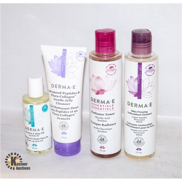 DERMA E ASSORTED SKINCARE PRODUCTS- LOT OF 4 NEW