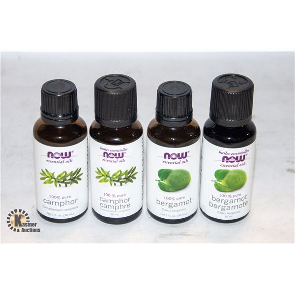 NOW ESSENTIAL OILS CAMPHOR & BERGAMOT- LOT OF 3