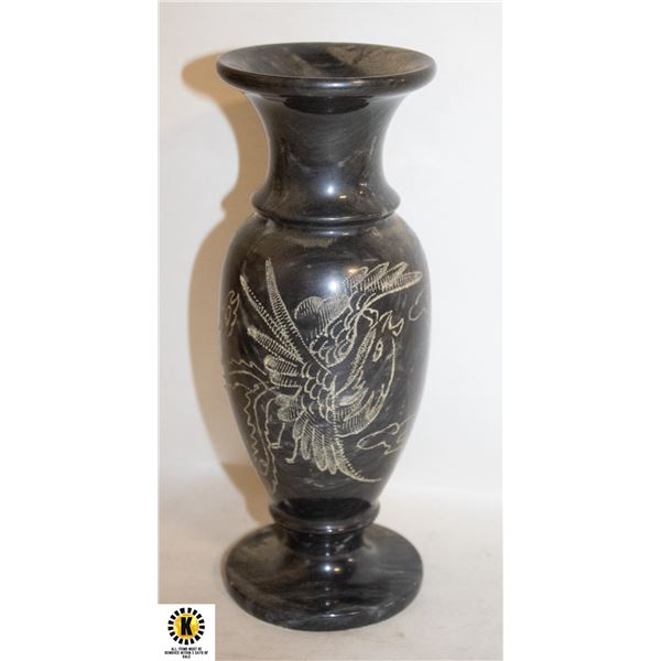 VINTAGE MARBLE ETCHED VASE 8"