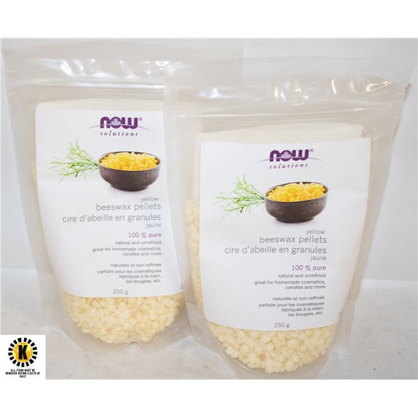 NOW SOLUTIONS YELLOW BEESWAX PELLETS 500G NEW