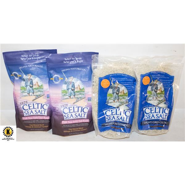 SELINA CELTIC SEA SALT- 1LB BAG- LOT OF 4