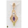 Image 1 : #9-UNHEATED PERIDOT, AMETHYST, HEATED TOPAZ PENDAN