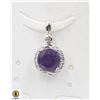 Image 1 : #7-UNHEATED AMETHYST & CZ PENDANT