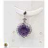 Image 1 : #4-UNHEATED AMETHYST &  CZ PENDANT