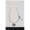 Image 1 : NEW SILVER TONE LILAC RHINESTONE ORBIT HEART