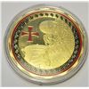 Image 2 : 19)  ENCAPSULATED GOLD TONE WITH RED, WHITE & BLAC