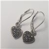 Image 1 : BZ1724-39 SILVER MARCASITE HEART EARRINGS