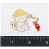 Image 1 : NEW SITTING FISHING CAT IN A YELLOW HAT BROOCH
