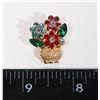 Image 1 : NEW GOLD TONE DAINTY RHINESTONE FLOWER POT BROOCH