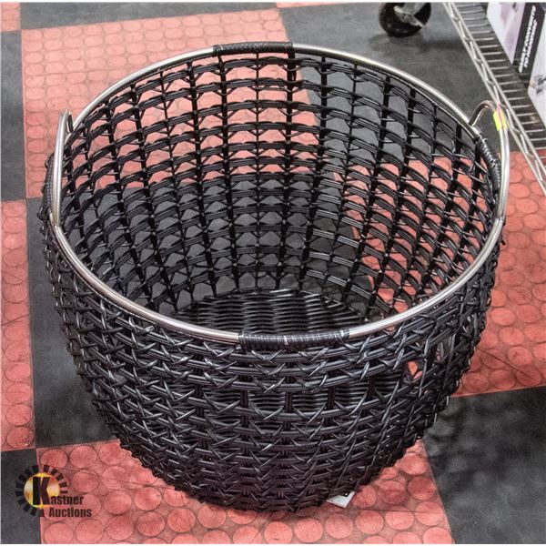 BLACK WICKER LAUNDRY BASKET