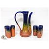 Image 1 : 16 INCH POTTERY JUG W 6 MATCHING CUPS