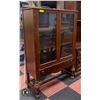 Image 1 : 1920S OAK CURIO CABINET- 59" X 15" X 37" NO HANDLE