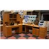 Image 1 : OAK FRONT CORNER DESK WITH HUTCH H-69" W-93.75"