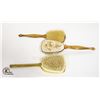 Image 1 : 3 VINTAGE HAIRBRUSHES WITH DECORATIVE DETAILING