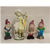 Image 1 : GIRL GARDEN STATUE H-16" + 3 GARDEN GNOMES H-10"