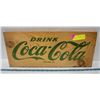 Image 1 : GREEN PRINT COCA-COLA WOODEN SIGN 8.5" X 19.5"