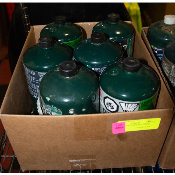 LOT OF 6 MINI PROPANE TANKS (FULL)