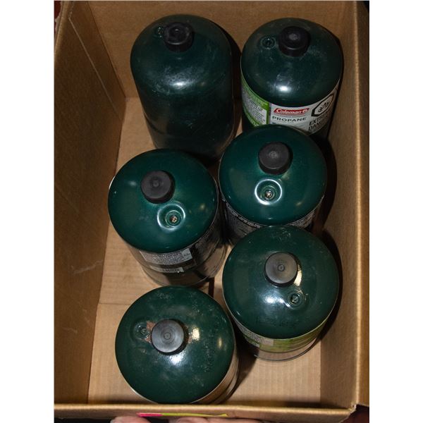 LOT OF 6 MINI PROPANE TANKS (FULL)