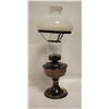 Image 1 : VINTAGE COPPER FINISH OIL LAMP 20" W/ GLASS SHADE