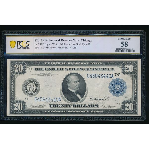 1914 $20 Chicago FRN PCGS 58
