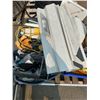 Image 2 : Pallet lot - Misc. tools including stud finder, 48" level, heat gun, ratchet straps, work light, hol