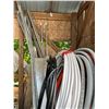 Image 2 : Group lot - Scaffolding braces (Approx. 18) - Galvanized sheets (Various sizes) - Misc. telecom cabl