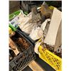Image 2 : Pallet lot - Contains milk crates of chains, receiver hitches, vice, tire irons, etc.