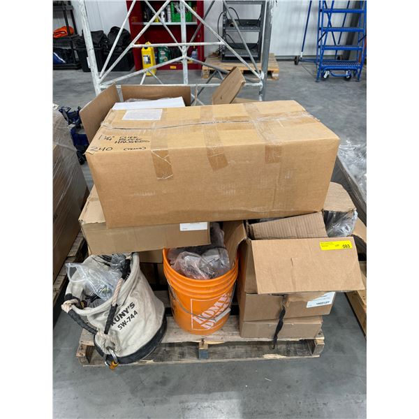 Pallet of misc. - includes Universal ground kit, mixed hanger hardware, armoured fiber cable