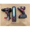 Image 1 : Group of 3 Milwaukee tools - includes a group of two Milwaukee power drills and Motomaster worklight