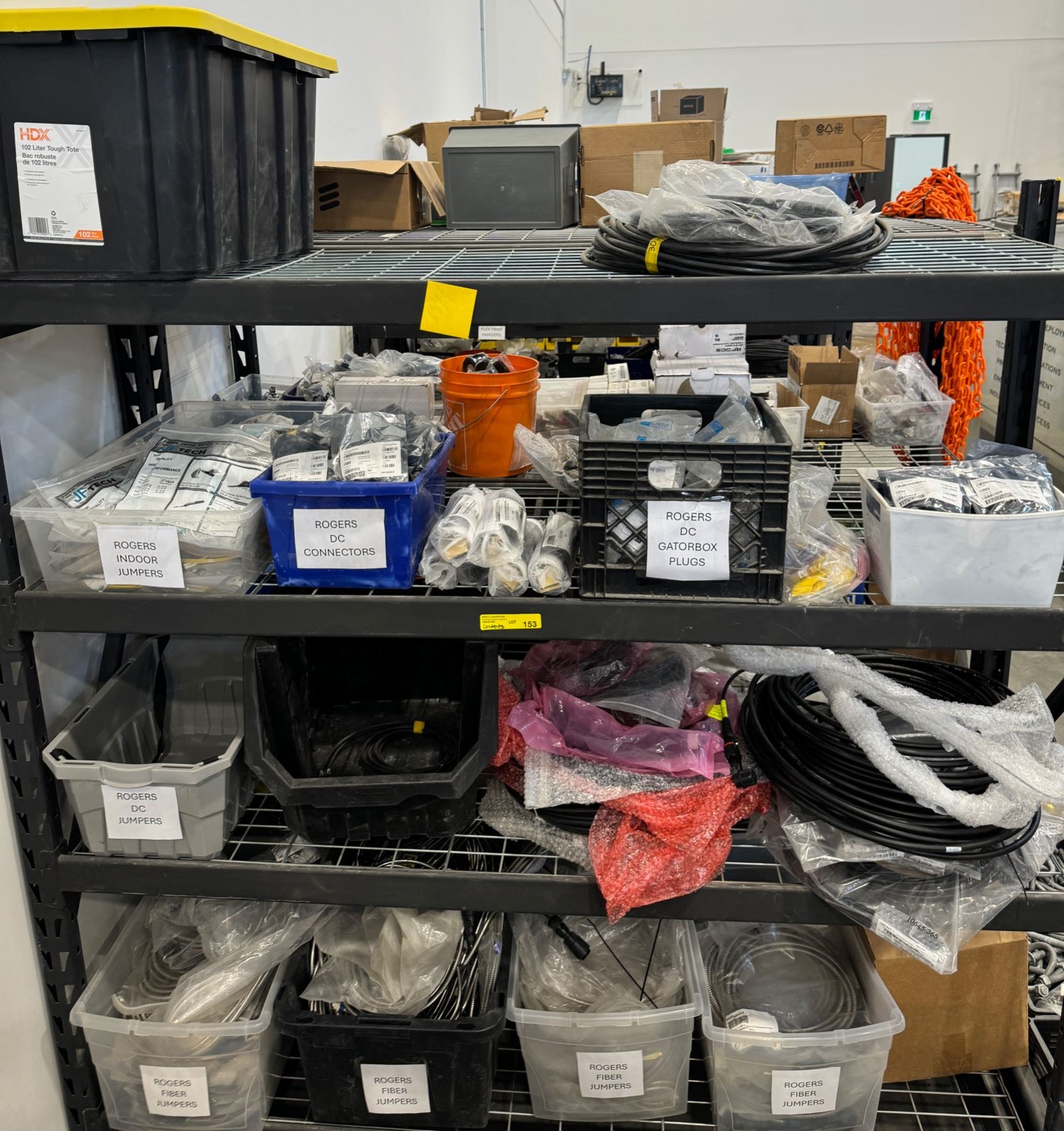 Rack of assorted Commscope Fiber Jumpers, DC Connectors & Gator Box ...