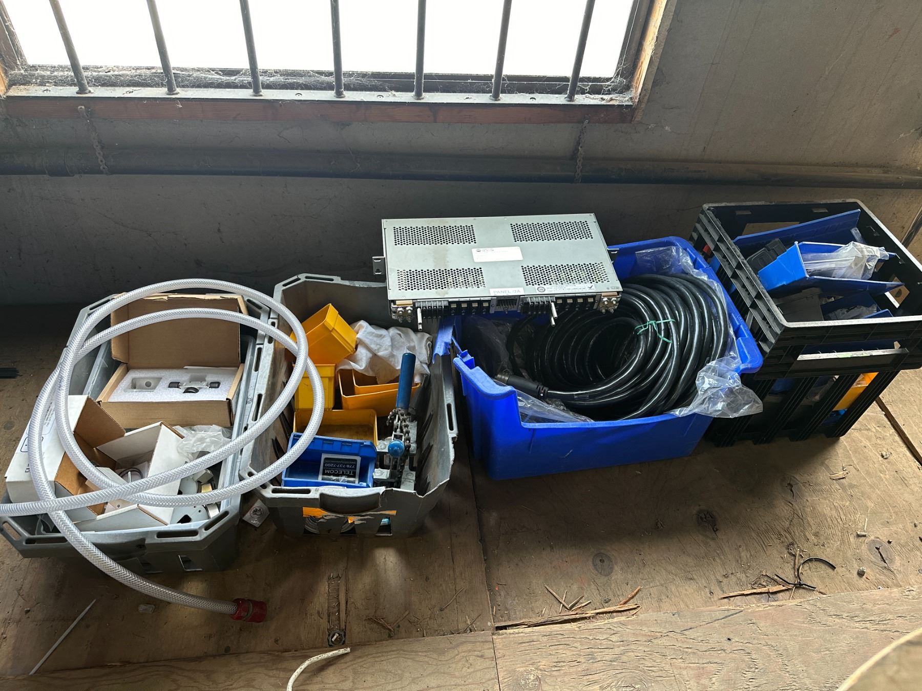 Group lot - Contains Telecom components, chain puller, plastic ...