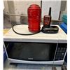 Image 1 : RCA microwave, vintage glass light housing & midland 2 way radio