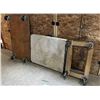 Image 1 : 3 Pc - Plastic table + wooden rolling dollies