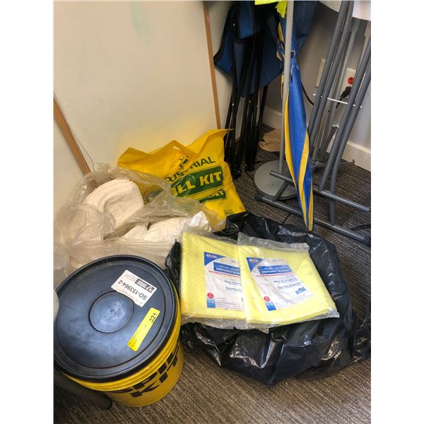 Group of Misc Including - Outdoor Chair, Umbrella, Work Jacket, Lamp, Emergency Blankets, Etc.