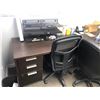 Image 2 : Group of office furniture and misc. - includes Office Desk, 2x Chairs & Open Storage Cabinet (Desk 7