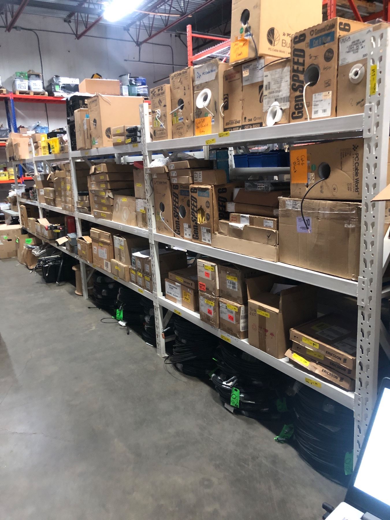 Industrial heavy-duty white steel racking - includes 12 uprights ...