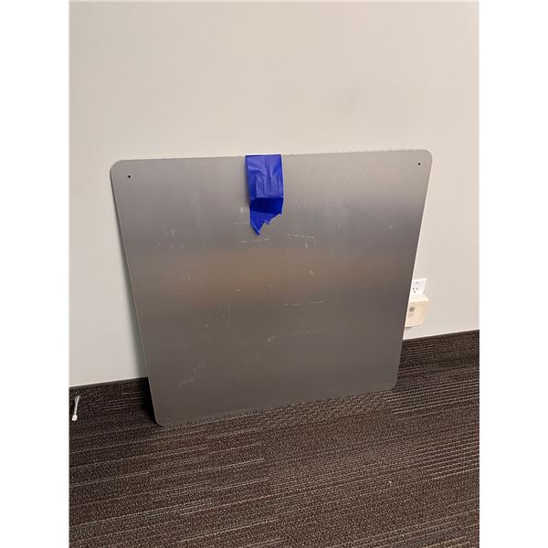 Brushed steel sign backer