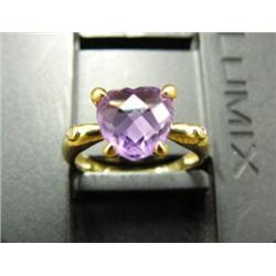 Amethyst 14K yellow gold ring: heart shaped faceted amethyst (217)