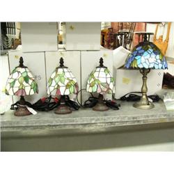 Lot of 9 tiffany style lamps: 8 small, 1 large (223)