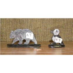 Lot of 2: scrimshawed baleen puffin and bear by Robert Crumley (2)