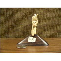 Bone skeleton carving on wood base (2)