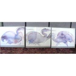 Lot of 3 framed prints by Carol Grigg "Heron Dance" ()