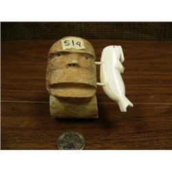 CHOICE on 2 bone masks and ivory walrus on bone base by Mark Seeganna (2)