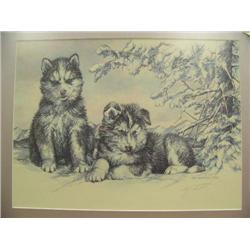 Matted and framed, signed Doug Lindstrand print 1983 (2)