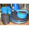 Image 4 : Lot of camping kitchen items: plated, mugs, coffee pots, silverware and kerosene lamp (2)