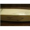 Image 11 : Ivory scrimshawed tusk on all four sides: walrus, polar bear face, seal, mukluk, mitten, seal, tool,