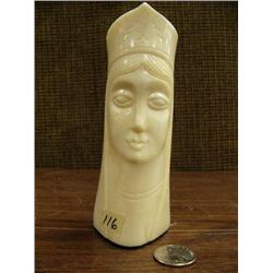 Ivory princess face with baleen bottom, chip in crown 6" tall (3)